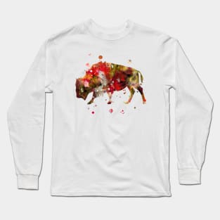 Bison Watercolor Painting Long Sleeve T-Shirt